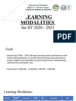 DOE Region VI Learning Modalities for SY 2020-2021