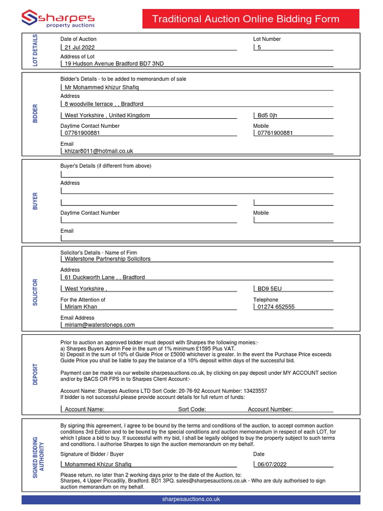Web Traditional Auction Form | PDF | Auction | Market (Economics)