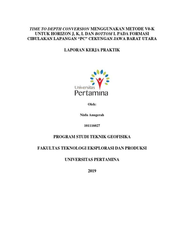 Time To Depth Conversion Menggunakan Metode V0k PDF