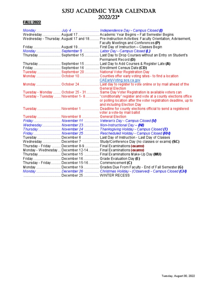 Academic Calendar AY2022 23 | PDF | Academic Term | Postal Voting