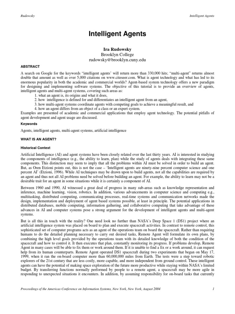Intelligent Agents Tutorial | PDF