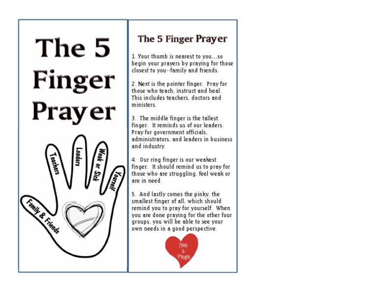 The Five Finger Prayer Bookmark Pdf