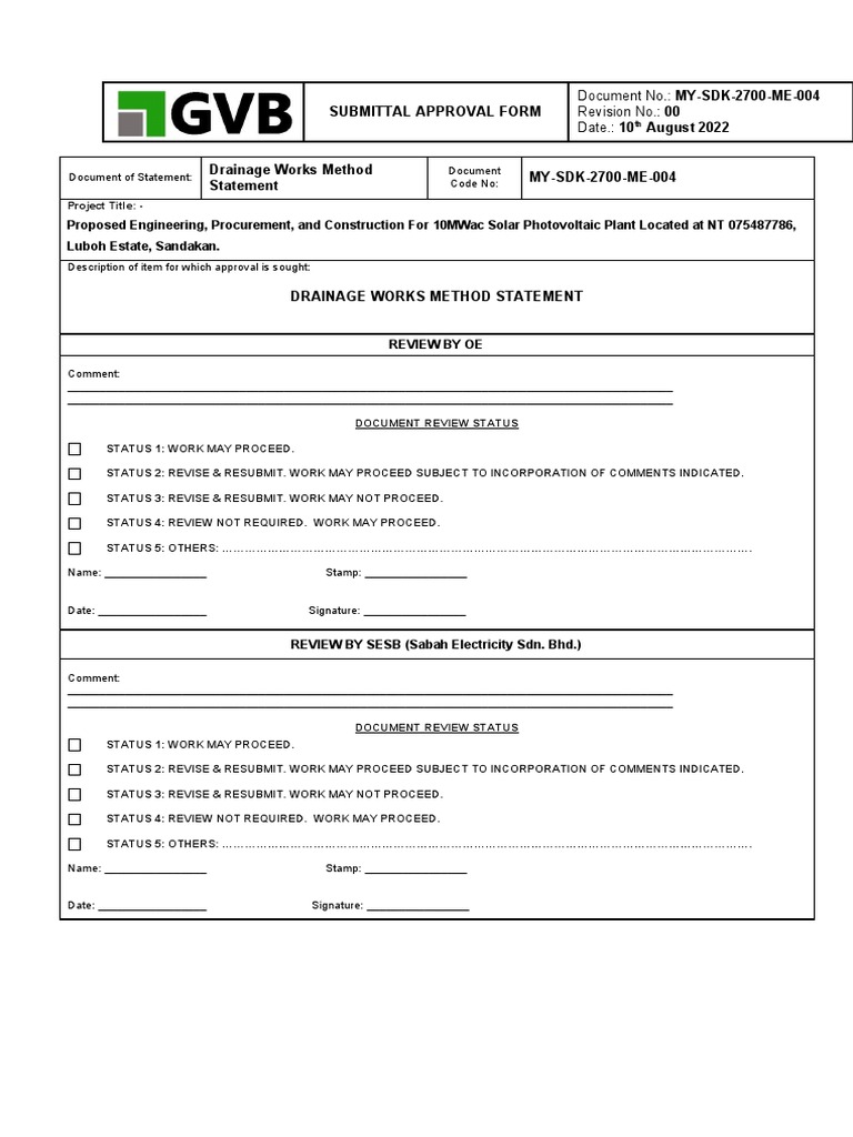 MYSDK2700ME004Drainage Works Method Statement PDF Drainage