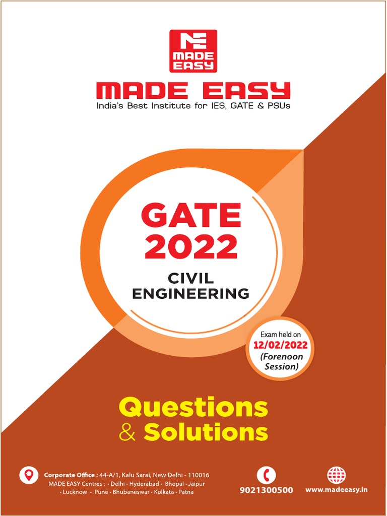 GATE 2022 Paper Solution (CE1) MadeEasy PDF
