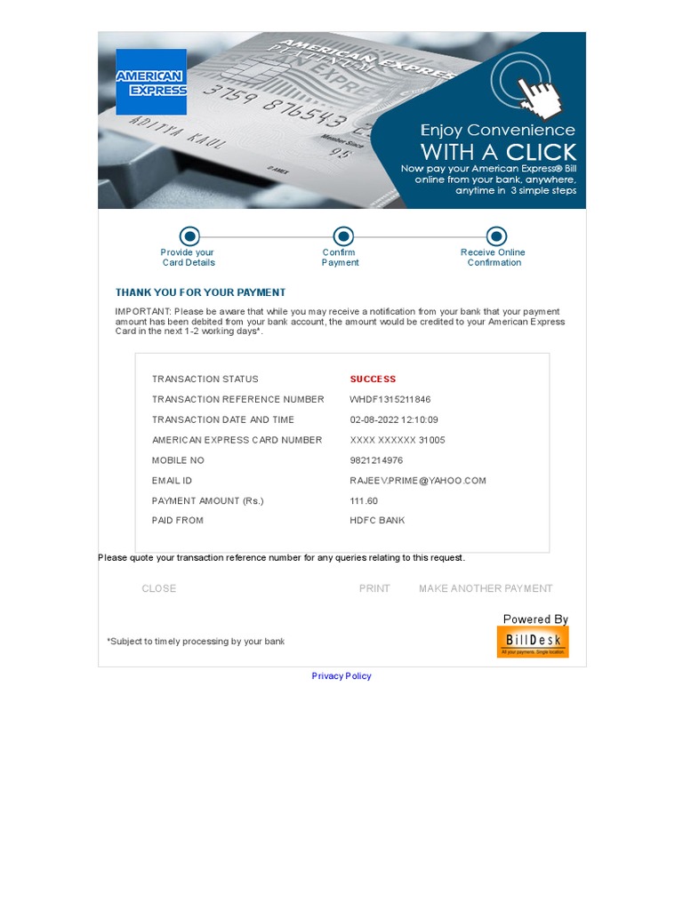 Amex Cardnet Payment Confirmation | PDF