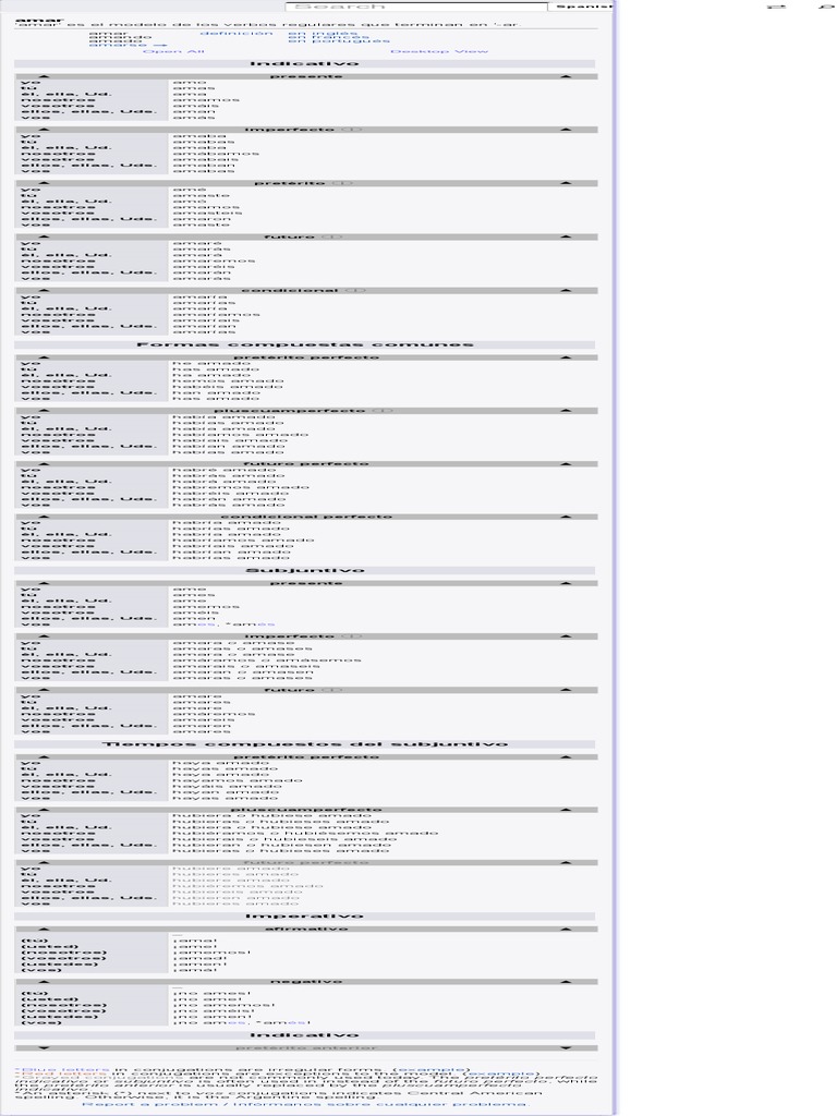 Conjugación de Amar - WordReference Teresa | PDF | Morfología ...