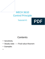 MECH 3610 Control Principle Tutorial #5 Sensitivity Analysis