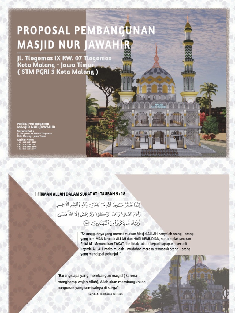 Proposal Pembangunan Masjid Nur Jawahir | PDF