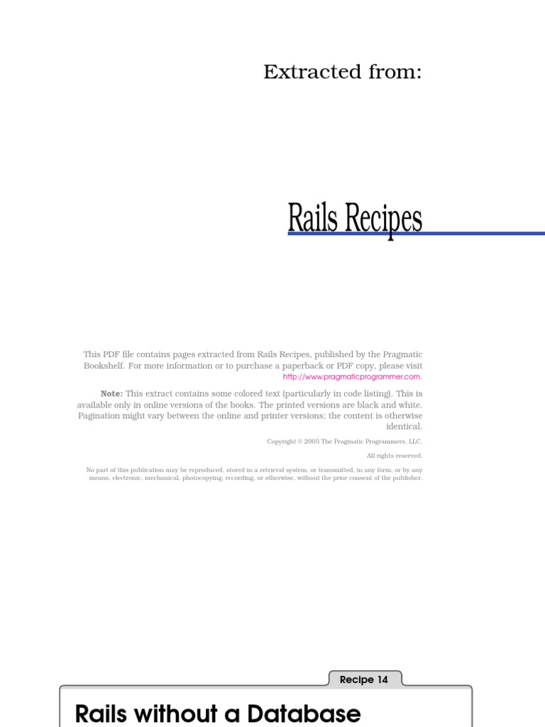Rails Recipes: Extracted From | PDF | Software Framework | Ruby ...