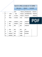 Jadwal Mata Pelajaran X DPB 2022