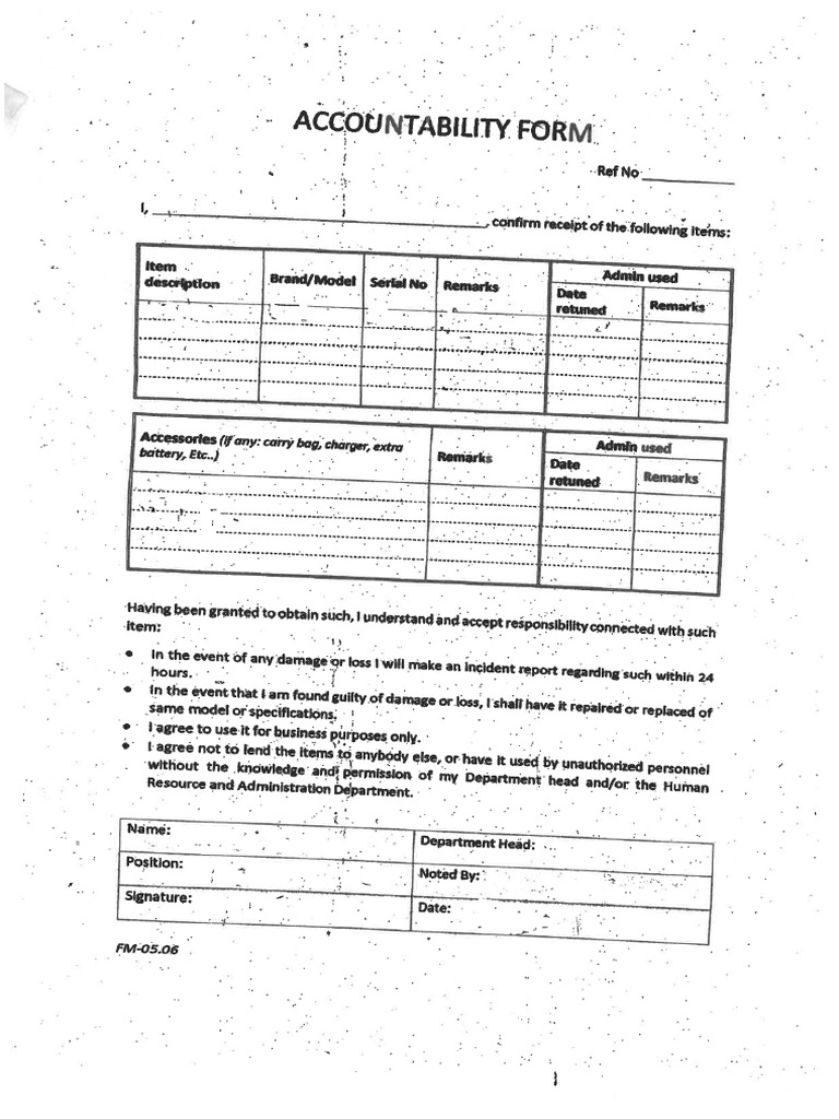 Accountability Form | PDF
