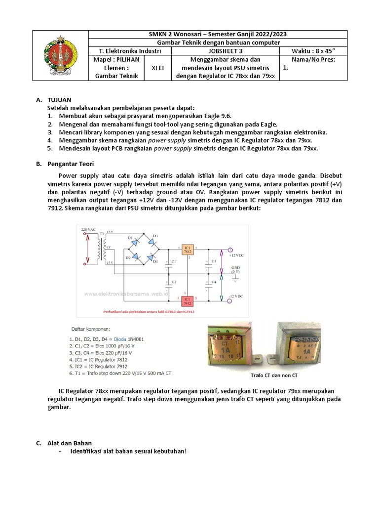 Job 3 PSU Simetris DC +12V - 12V GND | PDF