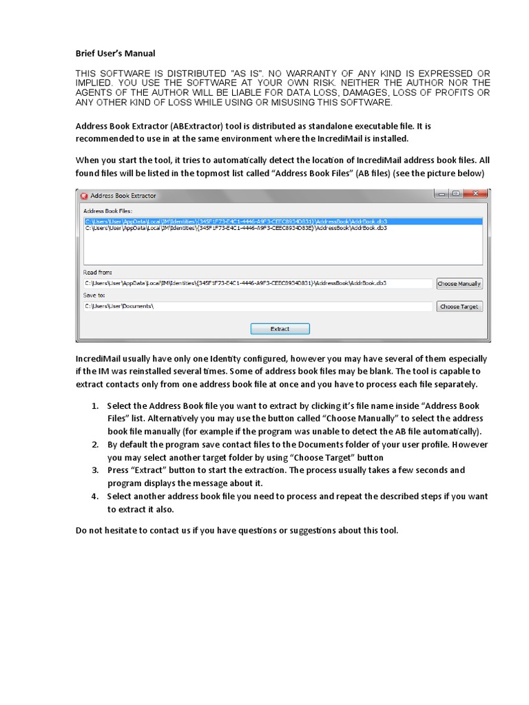 IncrediMail Address Book Extractor Guide | PDF | Career & Growth ...