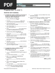OET B1 Progress Test Unit 1 A + B