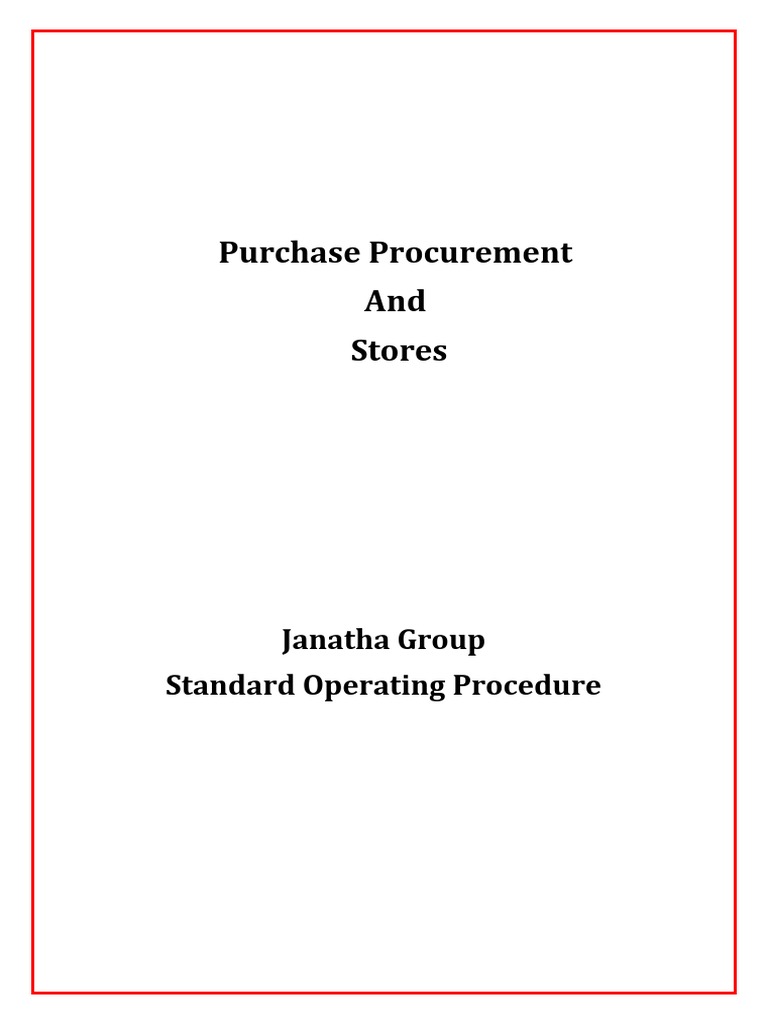 Purchase and Stores SOP PDF Supply Chain Packaging And Labeling