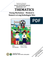 Mathematics: Unang Markahan - Modyul 6: Numero at Ang Kahulugan Nito