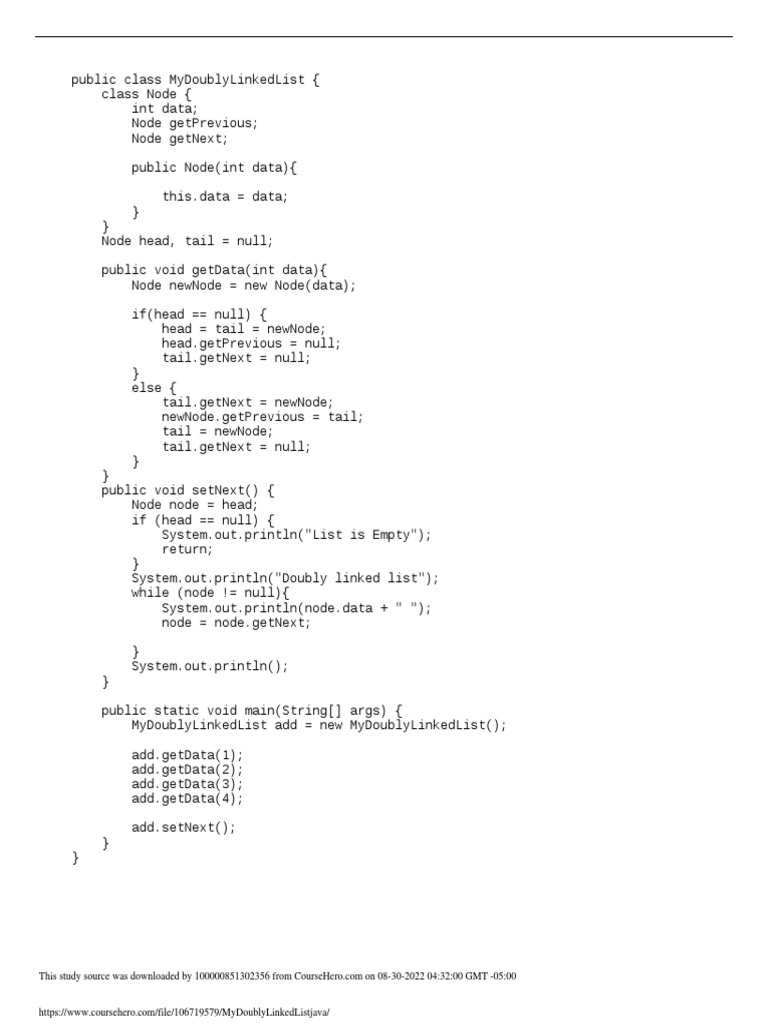 MyDoublyLinkedList Java | PDF | Information Technology Management ...