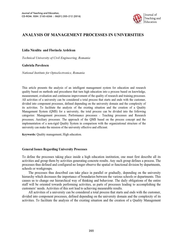 Analysis of Management Processes in Universities | PDF | System ...