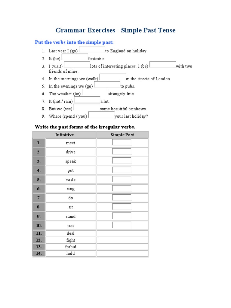PAST SIMPLE Exercises!+irregular | PDF | Internet | Verb