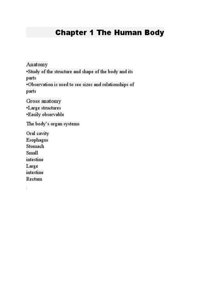 Chapter 1 The Human Body | PDF