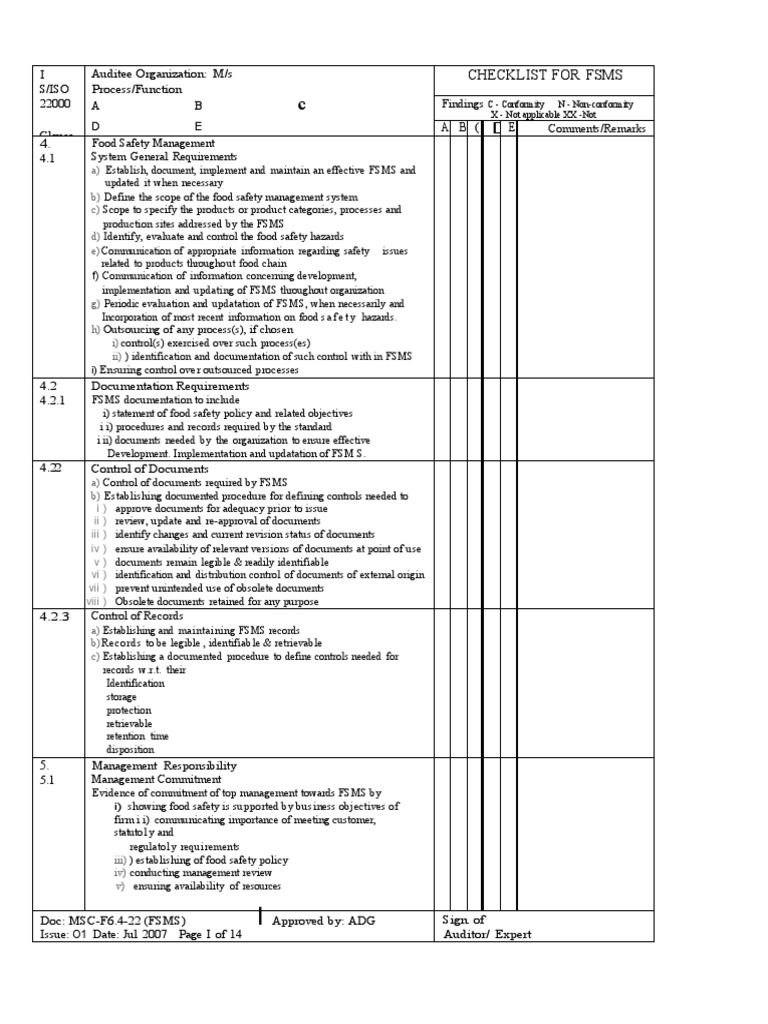 BRCGS Checklist | PDF | Food Safety | Information