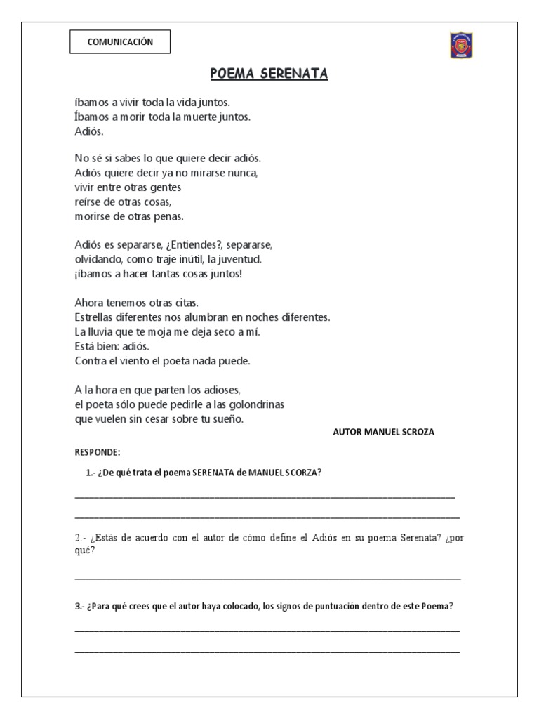 POEMA SERENATA Ficha PDF