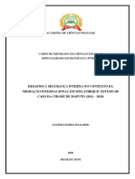 DESAFIOS À SEGURANÇA INTERNA NO CONTEXTO DA MIGRAÇÃO INTERNACIONAL EM MOÇAMBIQUE: ESTUDO DE CASO DA CIDADE DE MAPUTO (2014 – 2018)