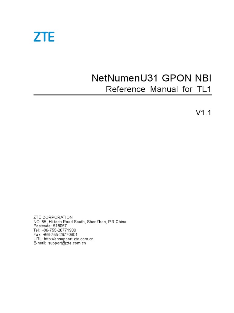 NetNumenU31 GPON NBI Manual For TL1 | PDF | Computer Network