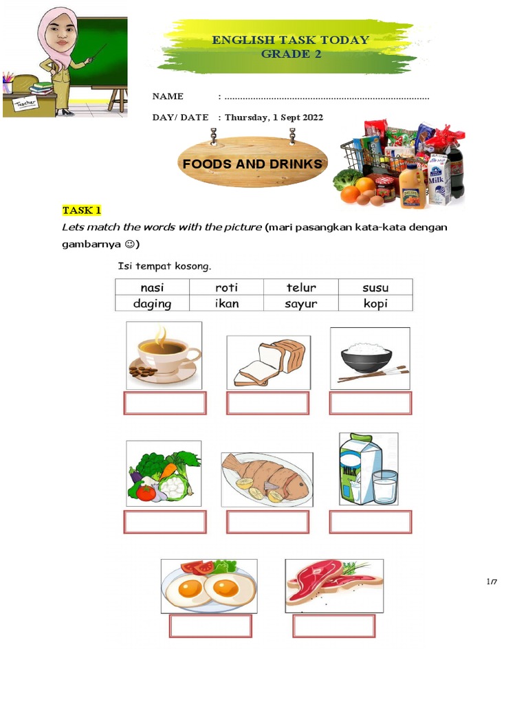 Food and Drink Activities for Grade 2 | PDF
