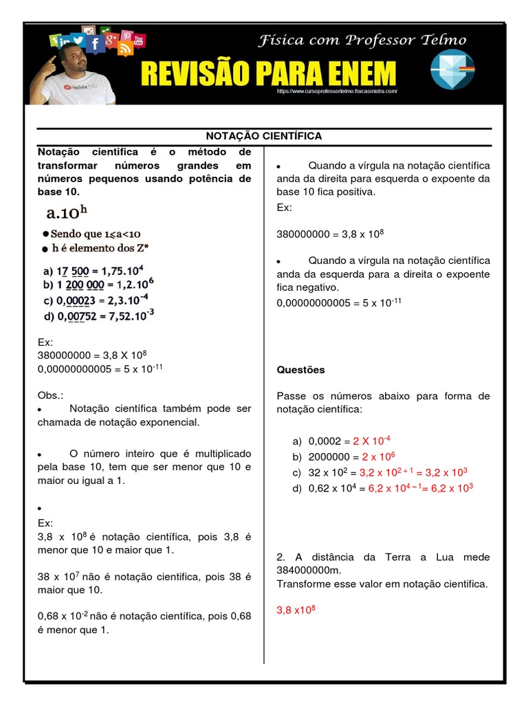 Notaçao Científica Exercícios Resolvidos | PDF | Exponenciação ...