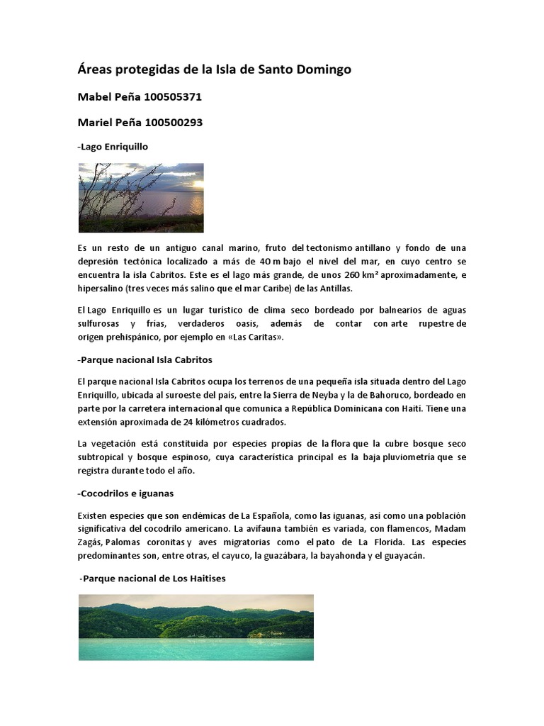 Áreas protegidas de la Isla de Santo Domingo PDF Ciencias de la