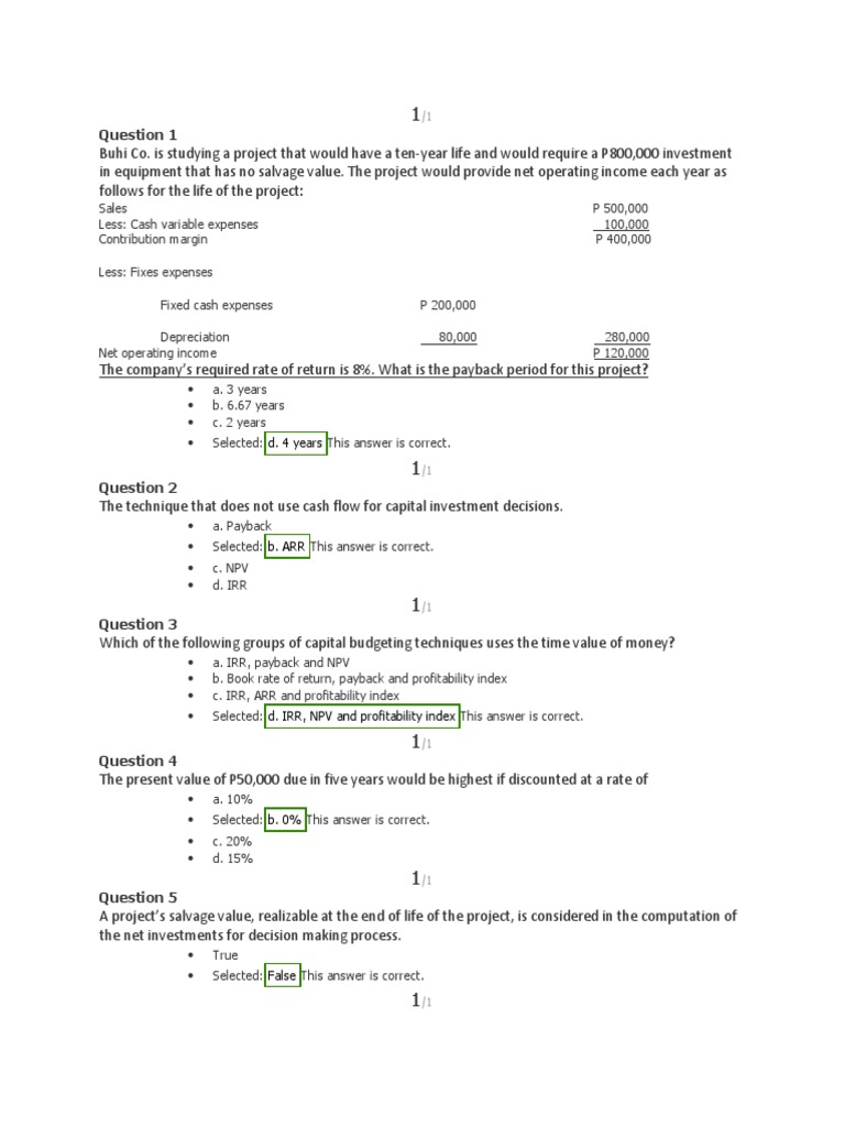 Quiz 5 - Semi | PDF | Net Present Value | Internal Rate Of Return