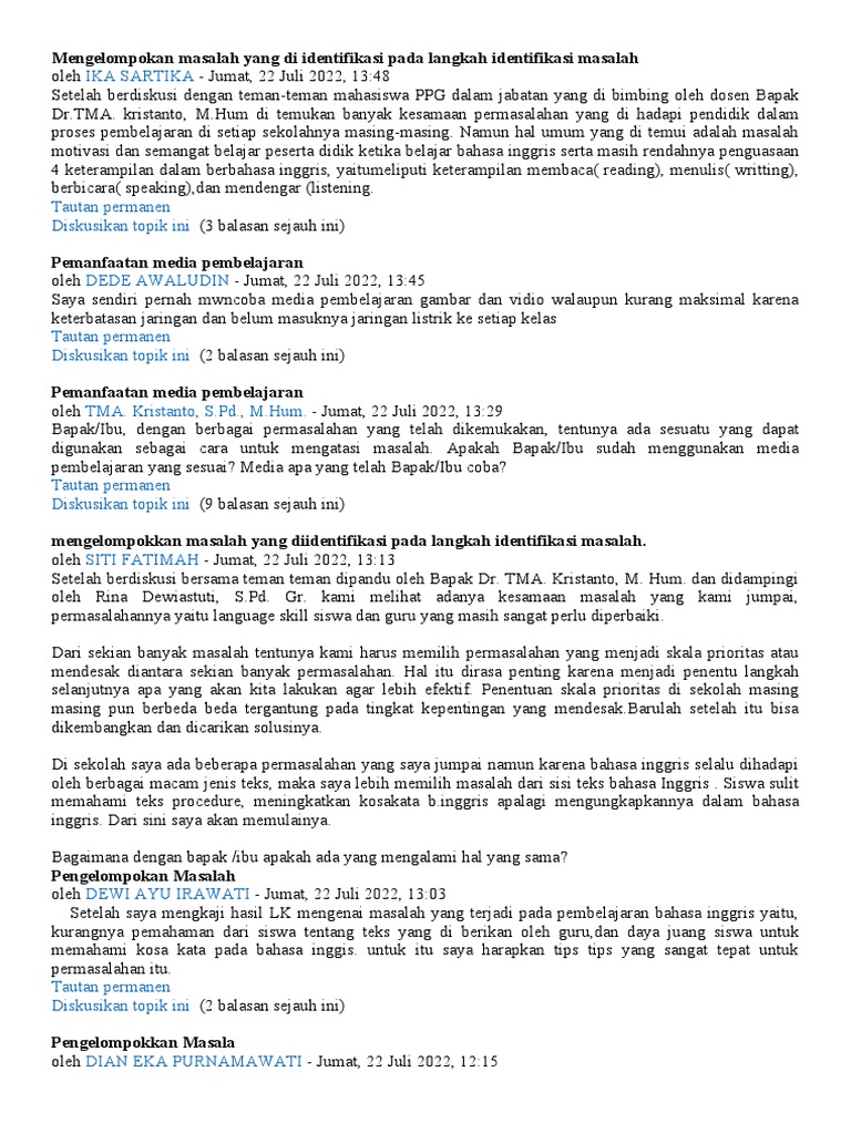 Mengelompokan Masalah Yang Di Identifikasi Pada Langkah Identifikasi ...