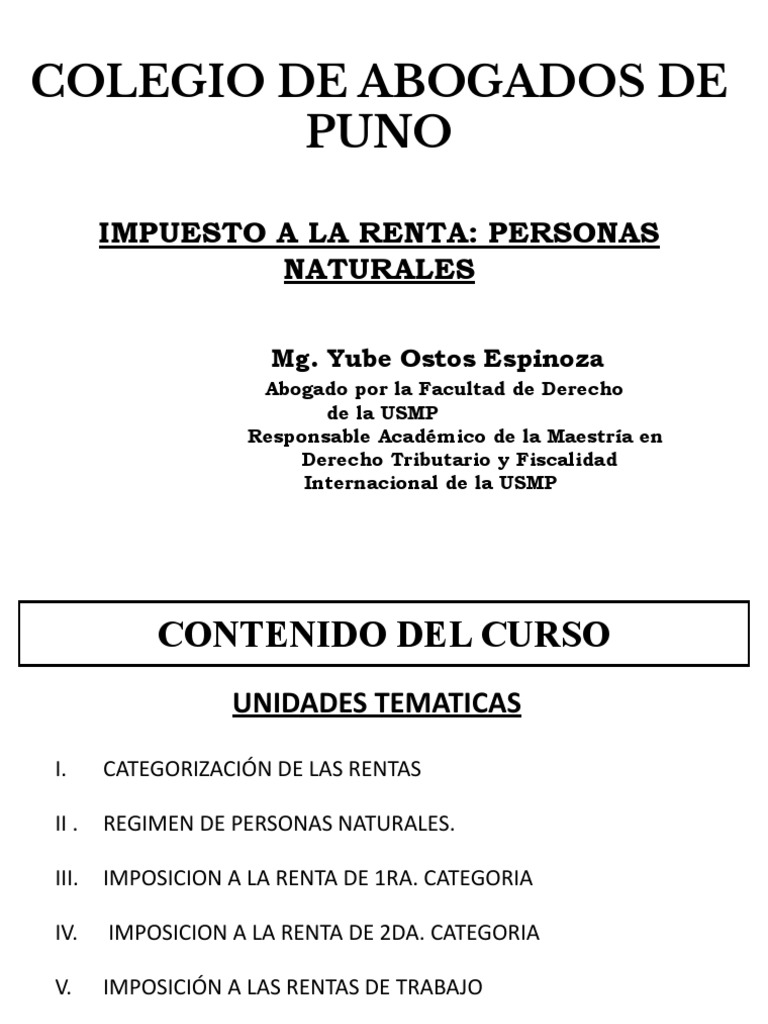 Sesión 10 - Impuesto A La Renta de Personas Naturales | PDF | Impuestos ...