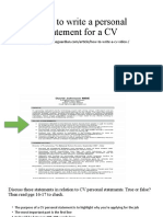 How To Write A Personal Statement For A CV