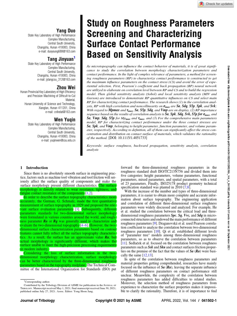 2021-Study On Roughness Parameters Screening and Characterizing Surface ...