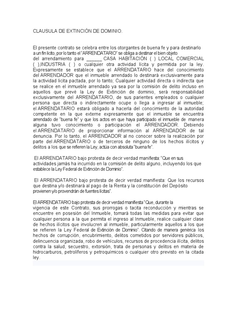 Clausula Extinción de Dominio | PDF | Ley común | Justicia