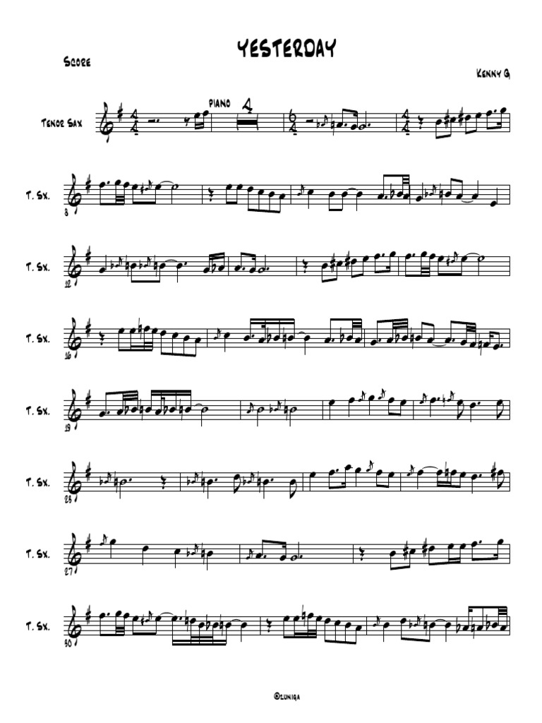 YesterdayKenny G Sax Tenor PDF