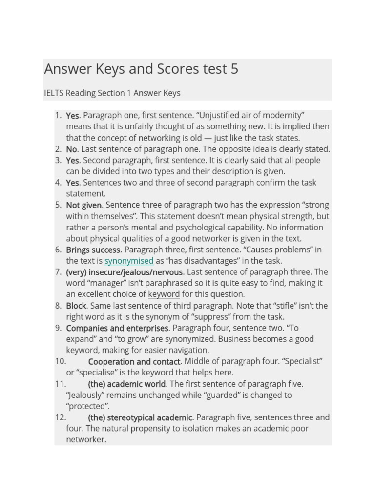 Reading Test 5 Answer Pdf Sonnets Literacy