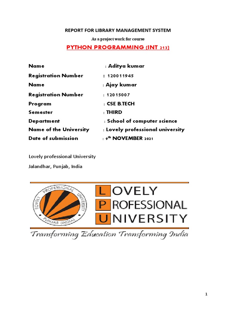 Report For Library Management System | PDF | Computer Program | Programming