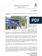 Ferrocarriles de Ecuador firmó contrato por 30 millones de dólares en España