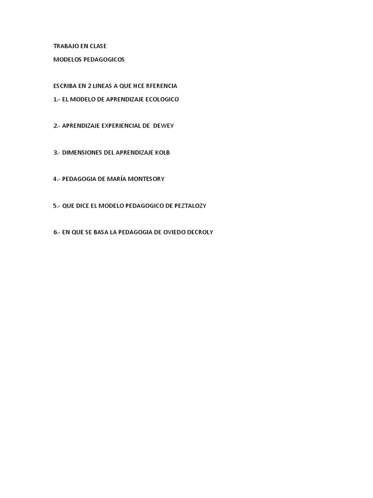Trabajo en Clase Modelos Pedagogicos | PDF
