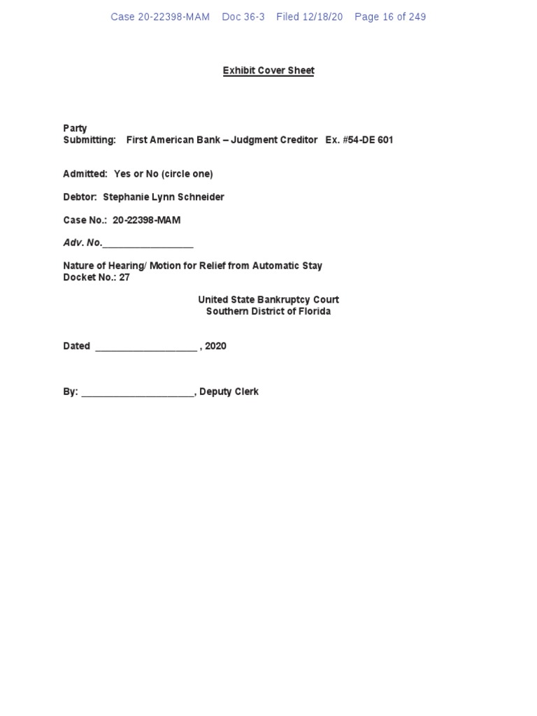 (20-22398 54) Defendants' Notice of Filing Hearing Transcript On ...