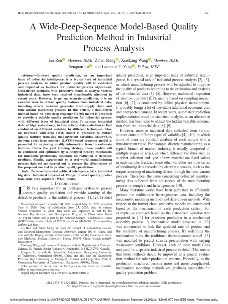 A WideDeepSequence ModelBased Quality Prediction Method in