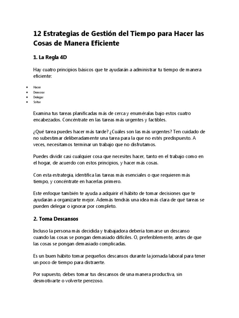 Estrategias Efectivas de Gestión del Tiempo | PDF | Gestión del tiempo ...