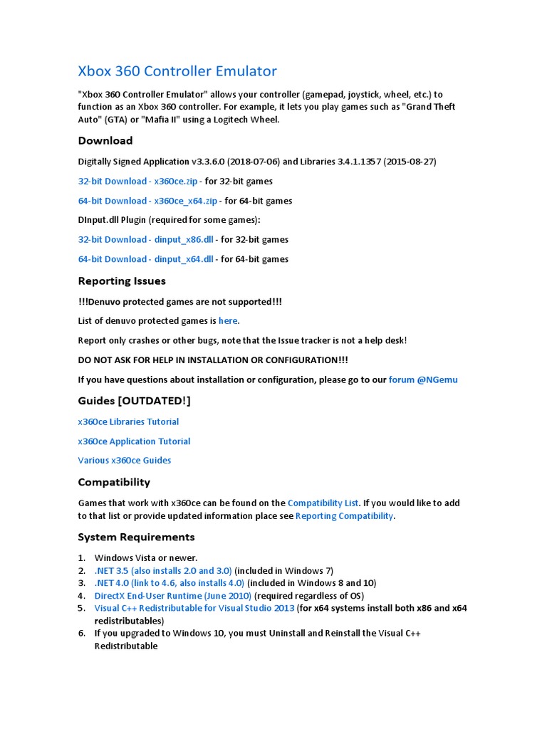 Xbox 360 Controller Emulator Download PDF Microsoft Windows