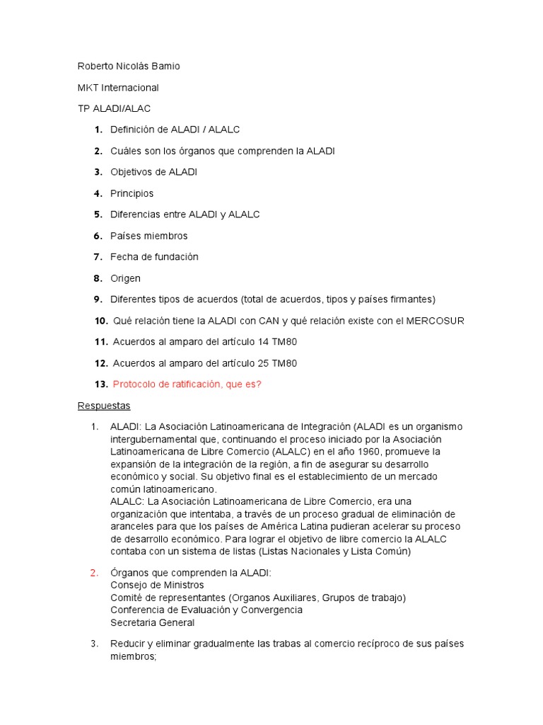 Objetivos y Estructura de ALADI/ALALC | PDF | Economias | El comercio ...