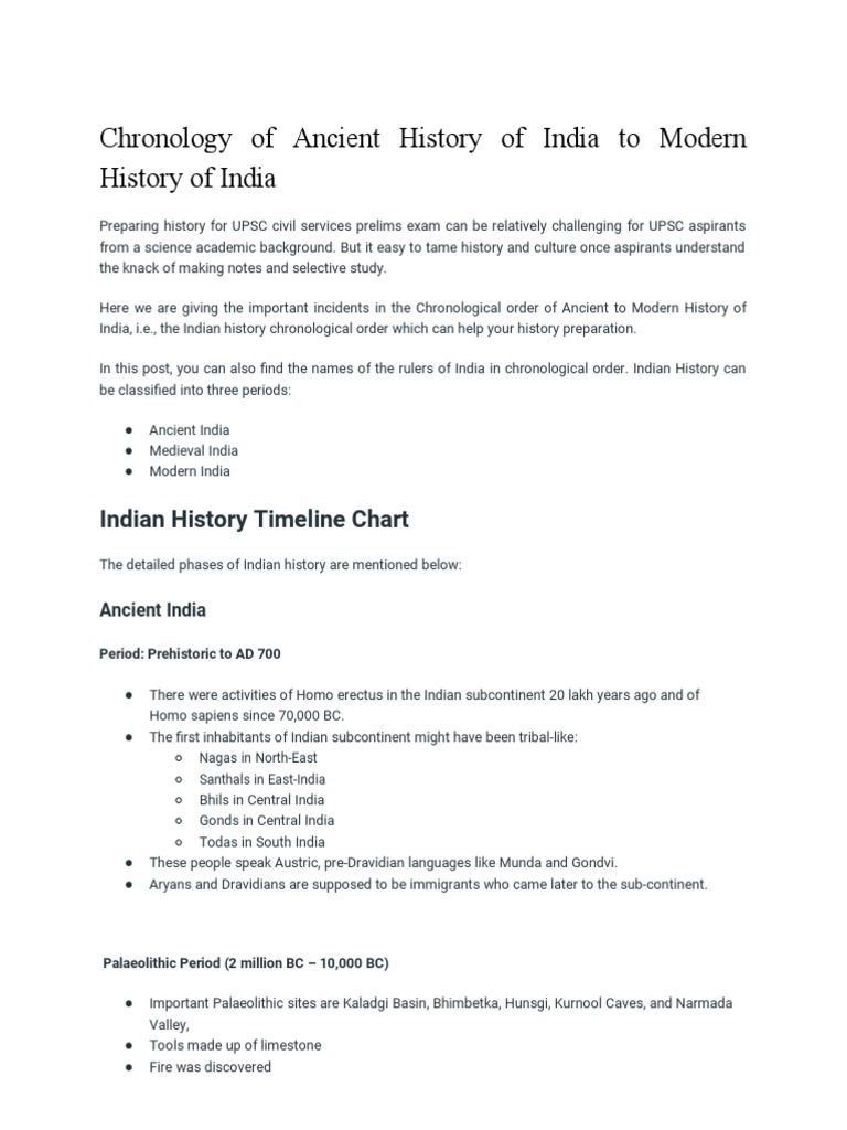 Chronology of India's History Timeline | PDF | South Asia | Asia