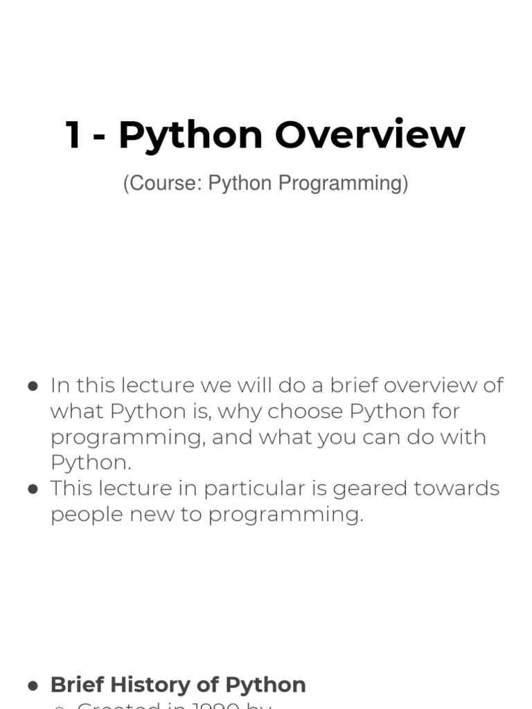 01 Python Overview | PDF