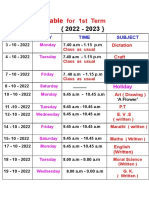Time Table & Portion For 1st Term